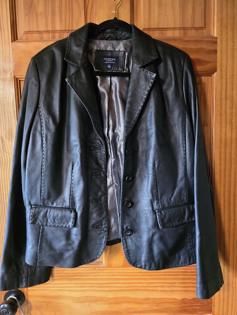 Vintage Sonoma Lambskin Genuine Leather Jacket Whipstitch XL